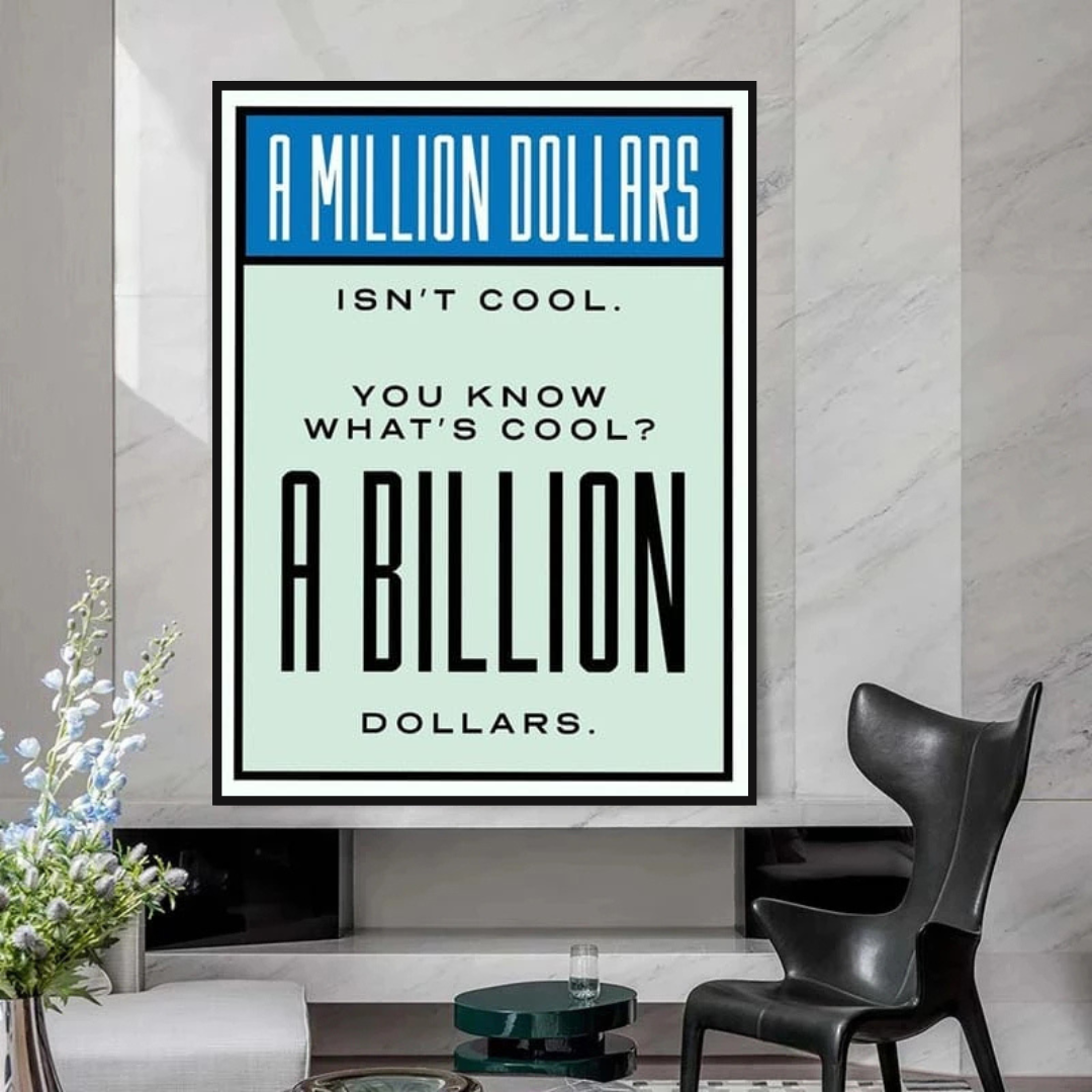 ChandeliersDecor.com-Monopoly Wall Poster-Monopoly Cool Billion Dollars Card Canvas Wall Art