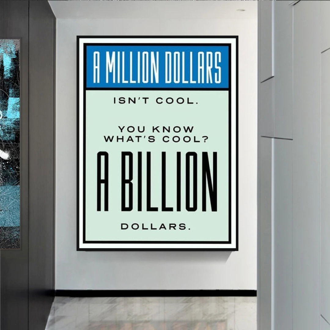 Monopoly Cool Billion Dollars Card Canvas Wall Art-ChandeliersDecor.com