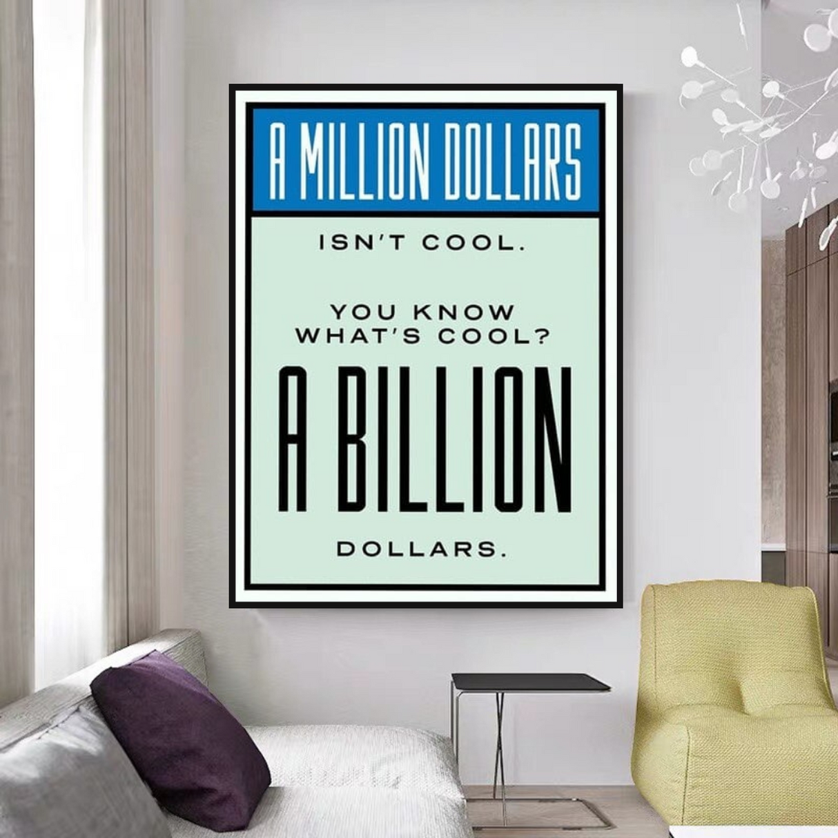 ChandeliersDecor.com-Monopoly Wall Poster-Monopoly Cool Billion Dollars Card Canvas Wall Art