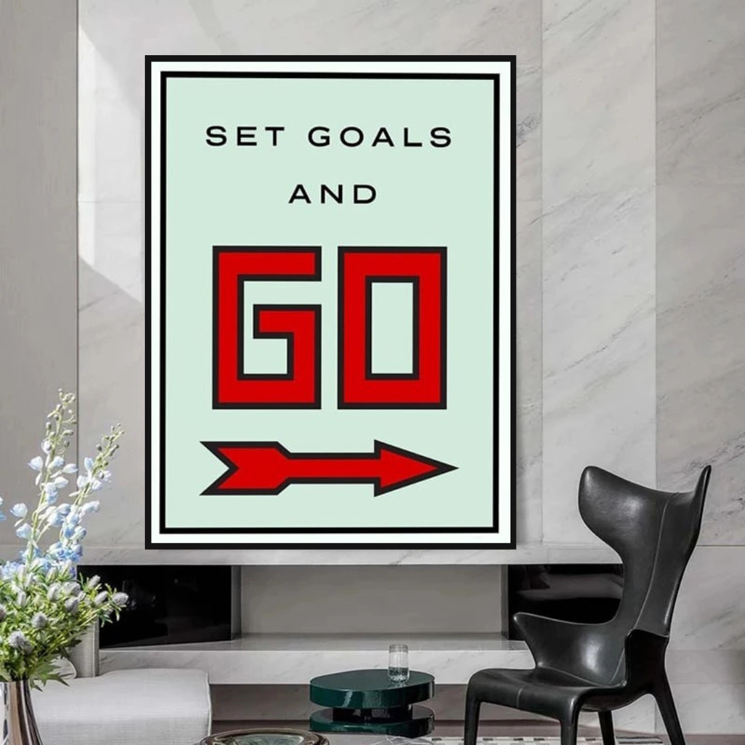 Monopoly Get Goals and Go Card Canvas Wall Art-ChandeliersDecor.com