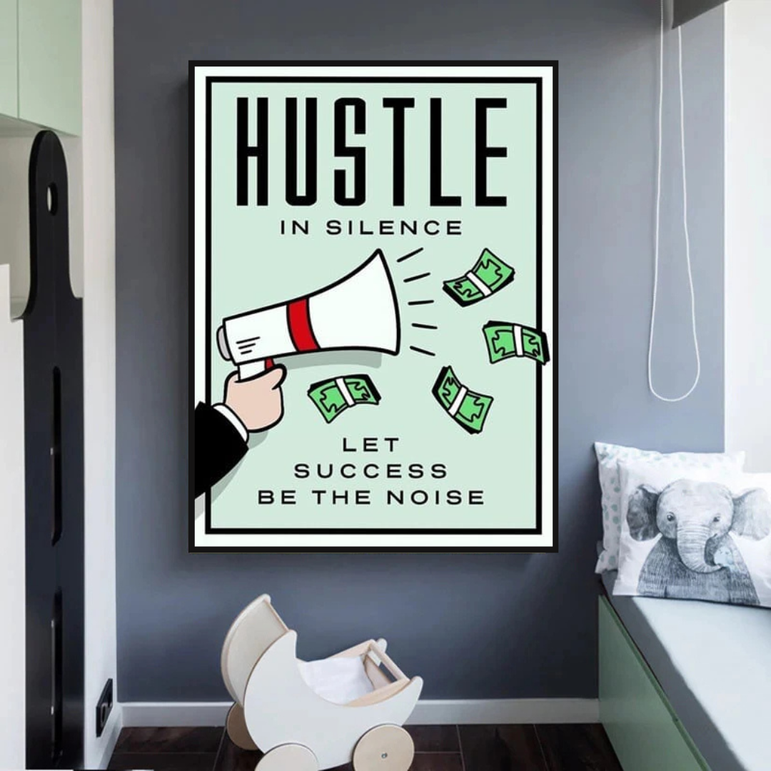 ChandeliersDecor.com-Monopoly Wall Poster-Monopoly Hustle in Silence Card Canvas Wall Art