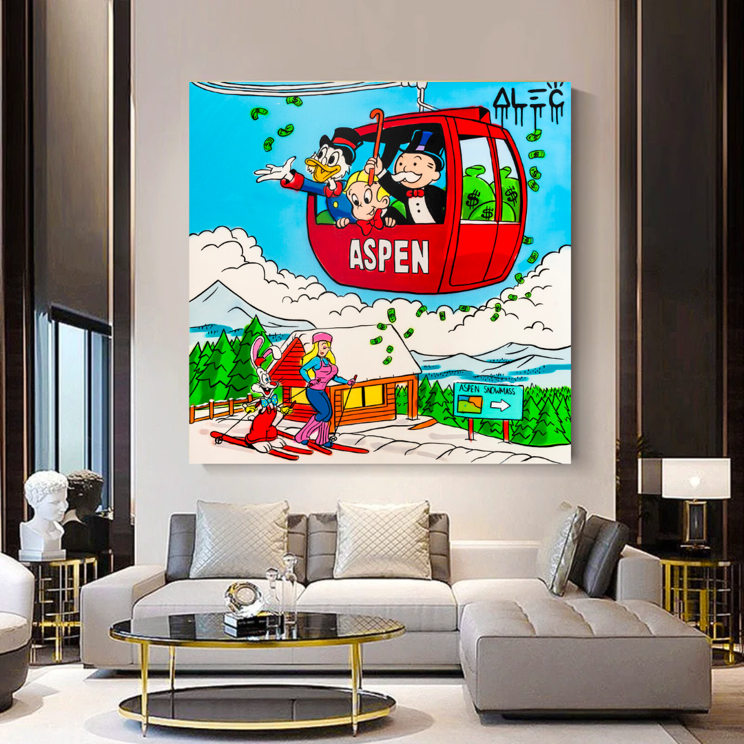 Monopoly Millionaires in Swiss Alps - Alec Monopoly Art-ChandeliersDecor.com