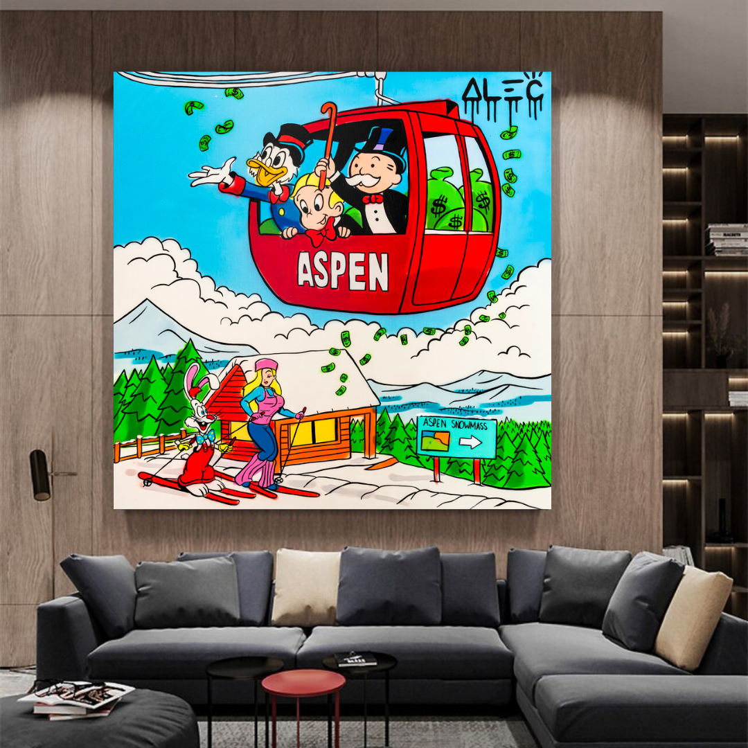 Monopoly Millionaires in Swiss Alps - Alec Monopoly Art-ChandeliersDecor.com