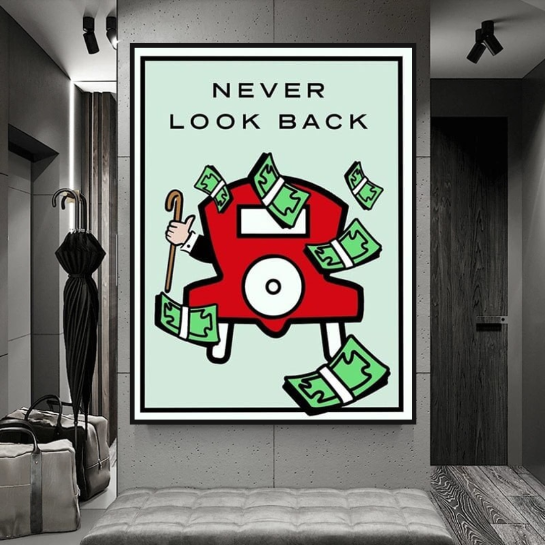 Monopoly Never Look Back Card Canvas Wall Art-ChandeliersDecor.com