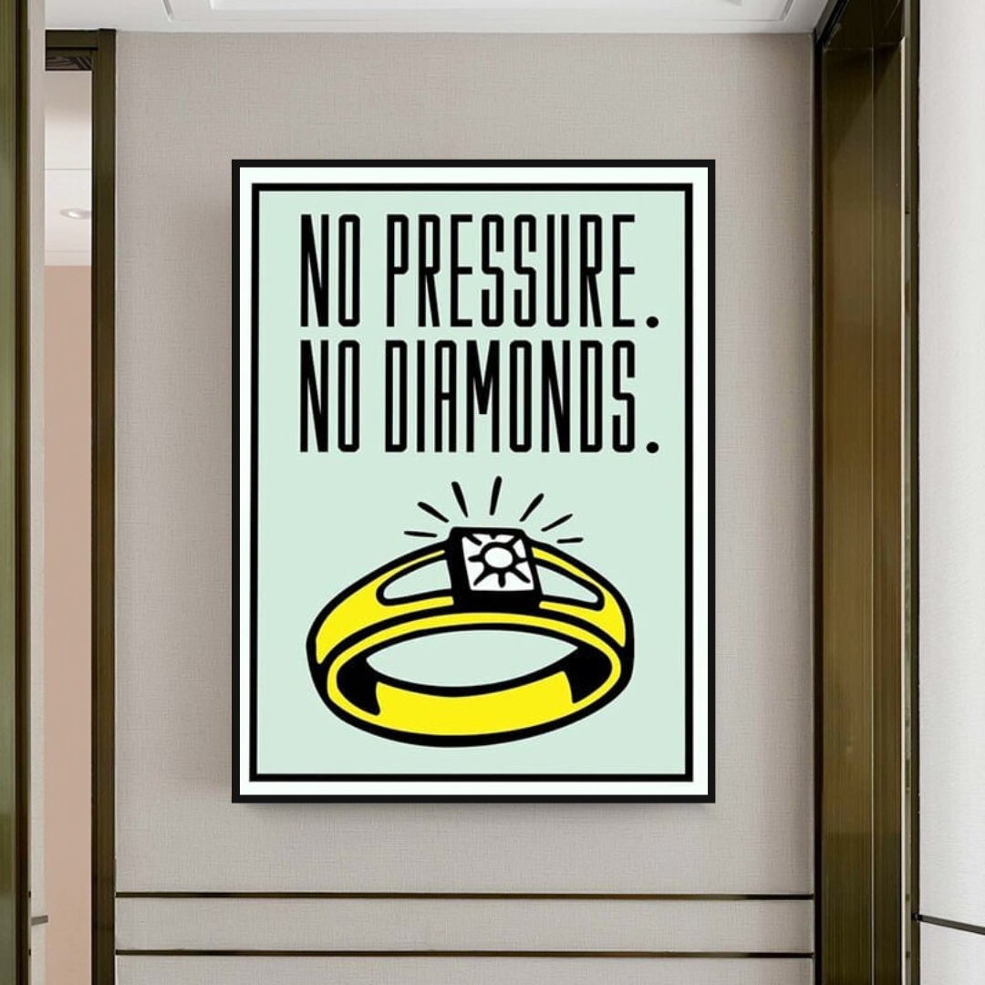 ChandeliersDecor.com-Monopoly Wall Poster-Monopoly No Pressure No Diamonds Card Canvas Wall Art