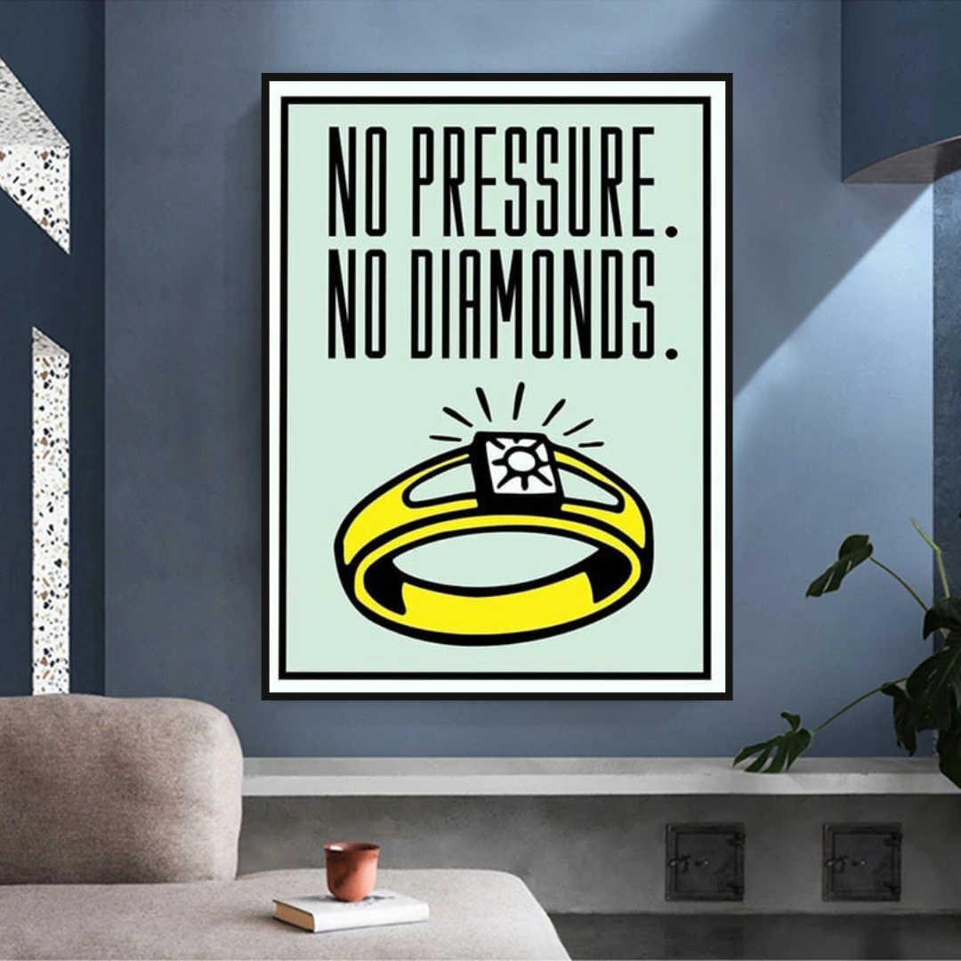 Monopoly No Pressure No Diamonds Card Canvas Wall Art-ChandeliersDecor.com