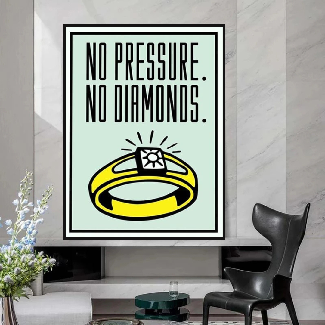 ChandeliersDecor.com-Monopoly Wall Poster-Monopoly No Pressure No Diamonds Card Canvas Wall Art