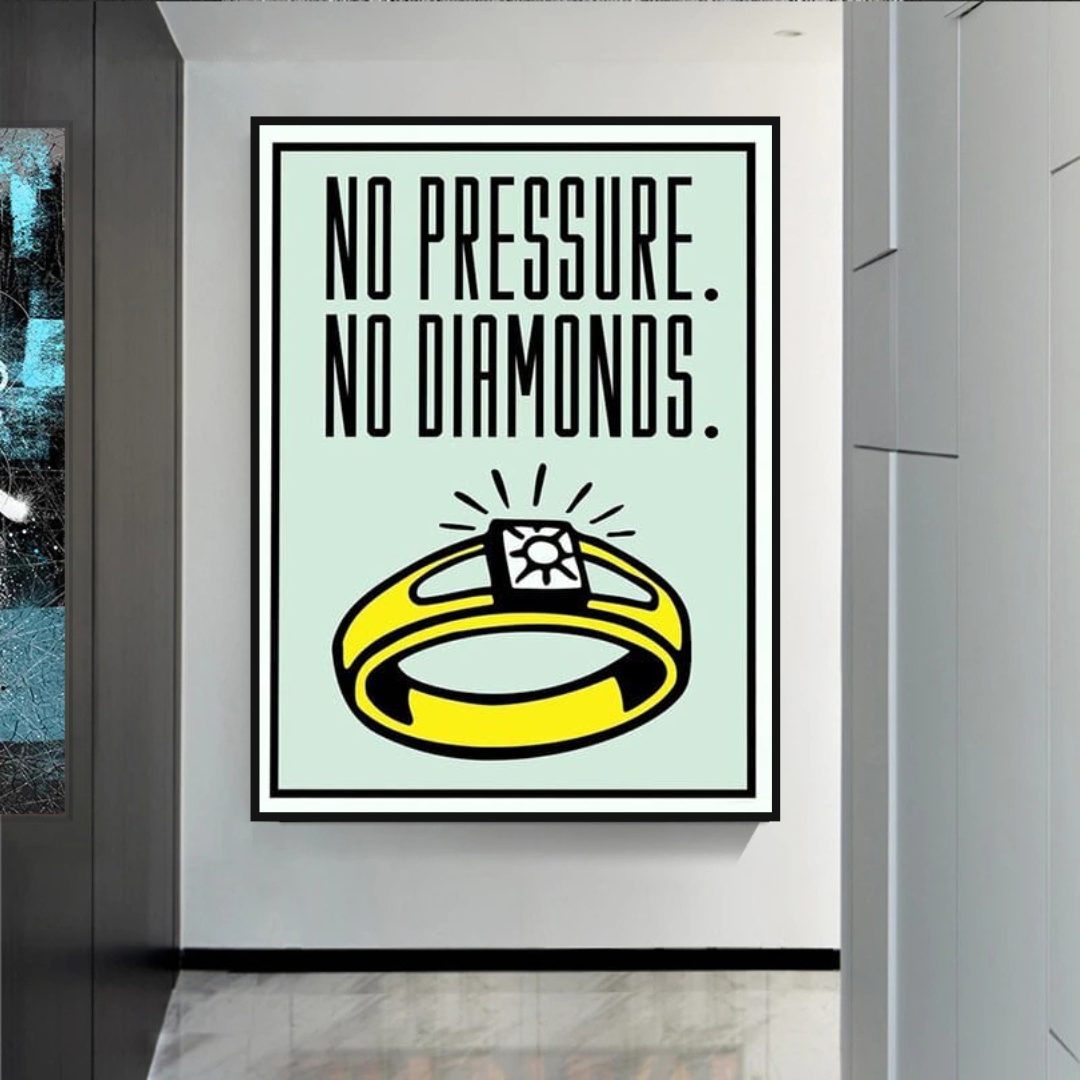 Monopoly No Pressure No Diamonds Card Canvas Wall Art-ChandeliersDecor.com