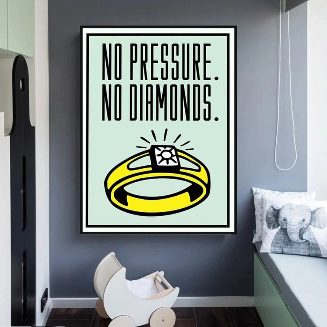 Monopoly No Pressure No Diamonds Card Canvas Wall Art-ChandeliersDecor.com