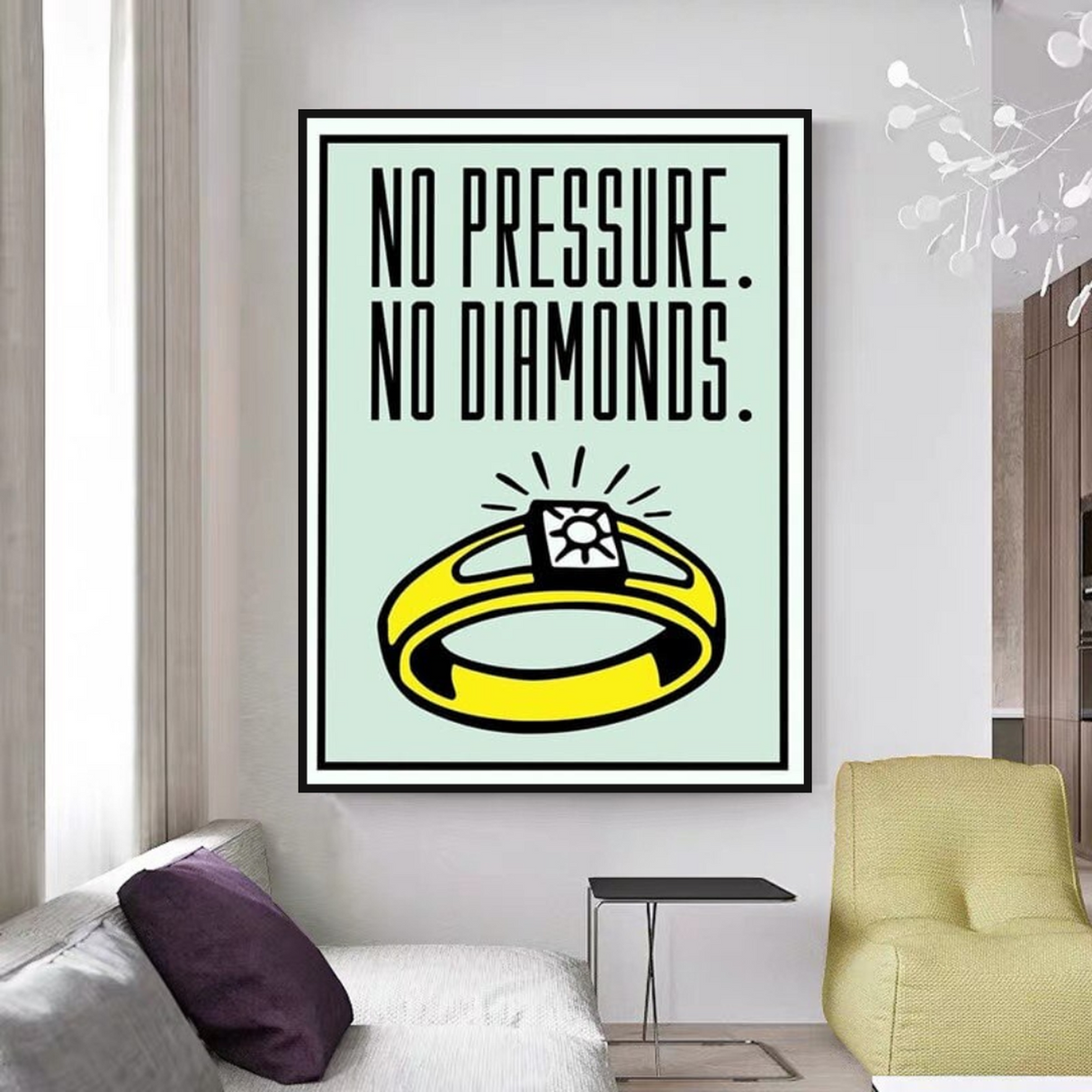 ChandeliersDecor.com-Monopoly Wall Poster-Monopoly No Pressure No Diamonds Card Canvas Wall Art