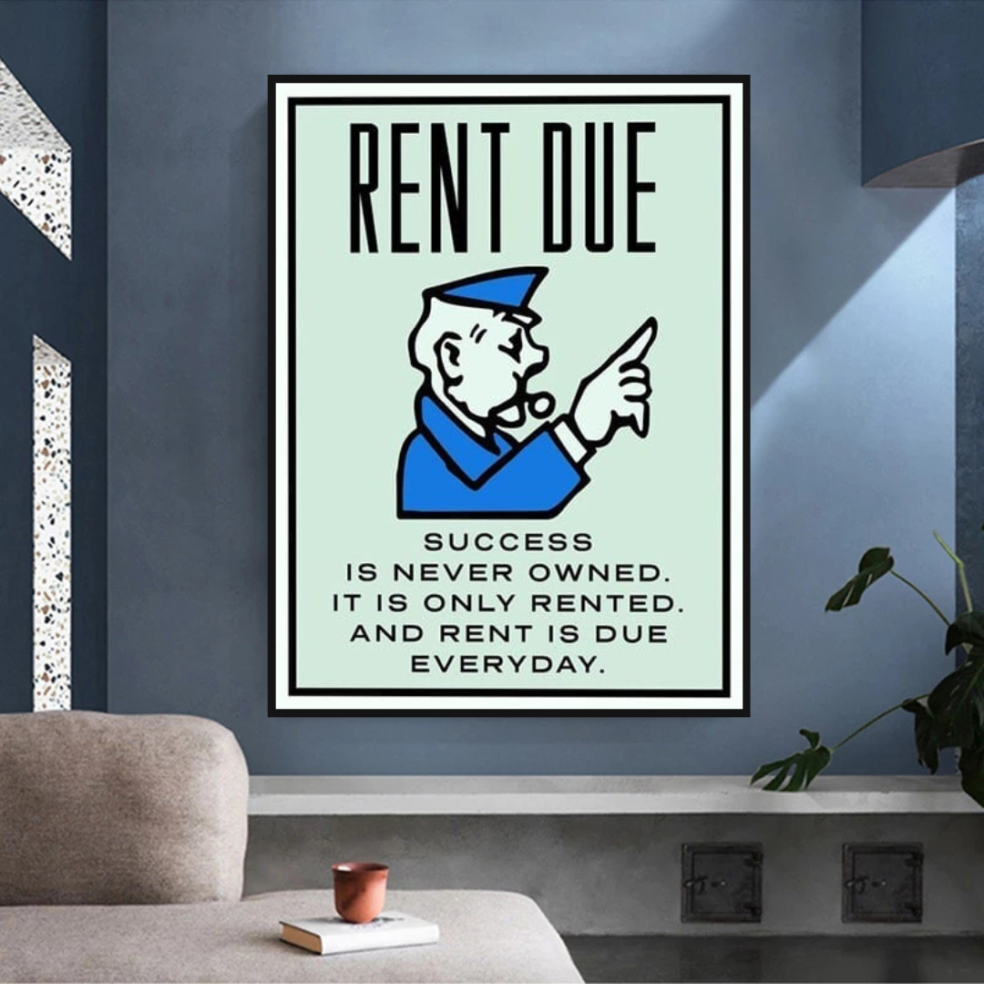 ChandeliersDecor.com-Monopoly Wall Poster-Monopoly Rent Due Card Canvas Wall Art