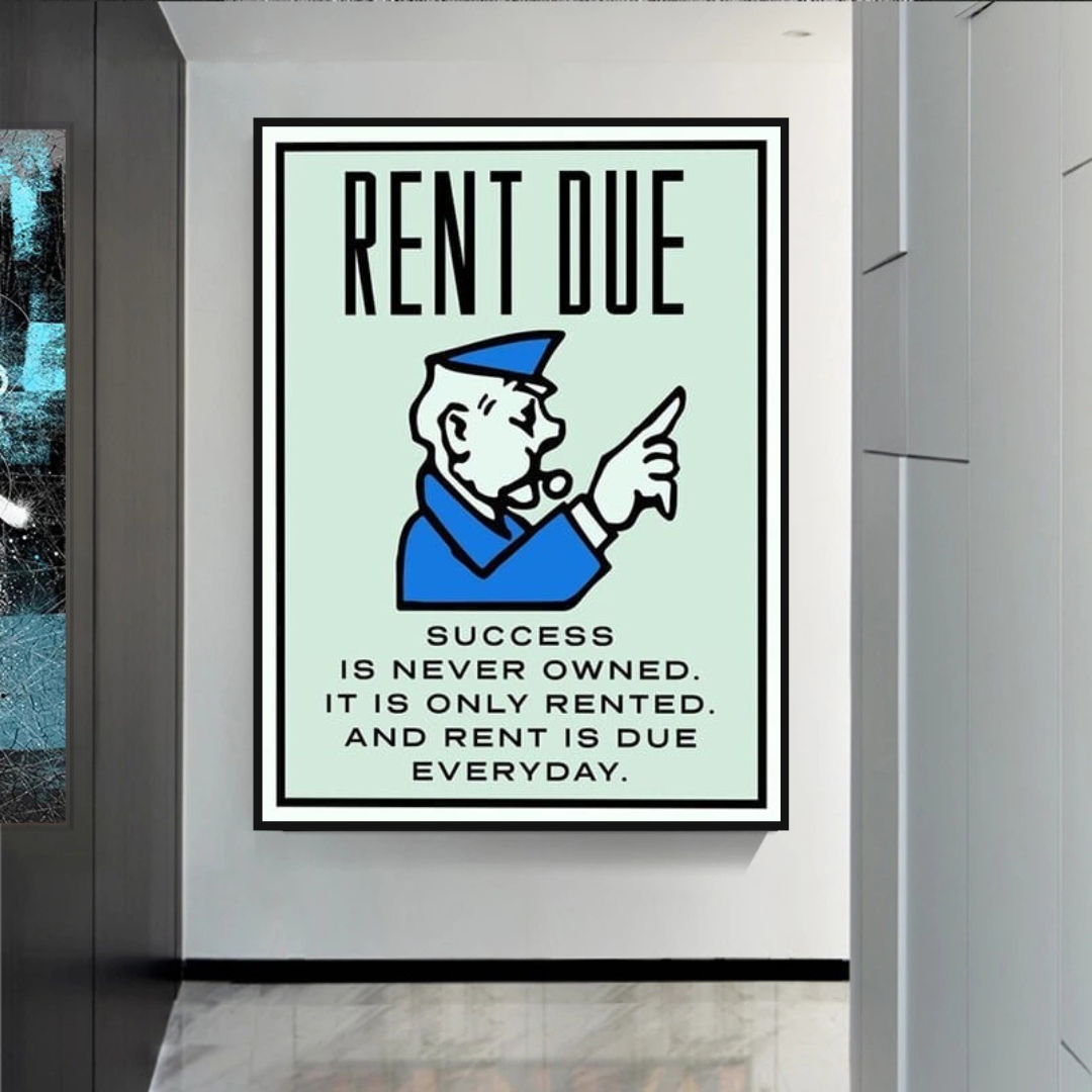 ChandeliersDecor.com-Monopoly Wall Poster-Monopoly Rent Due Card Canvas Wall Art