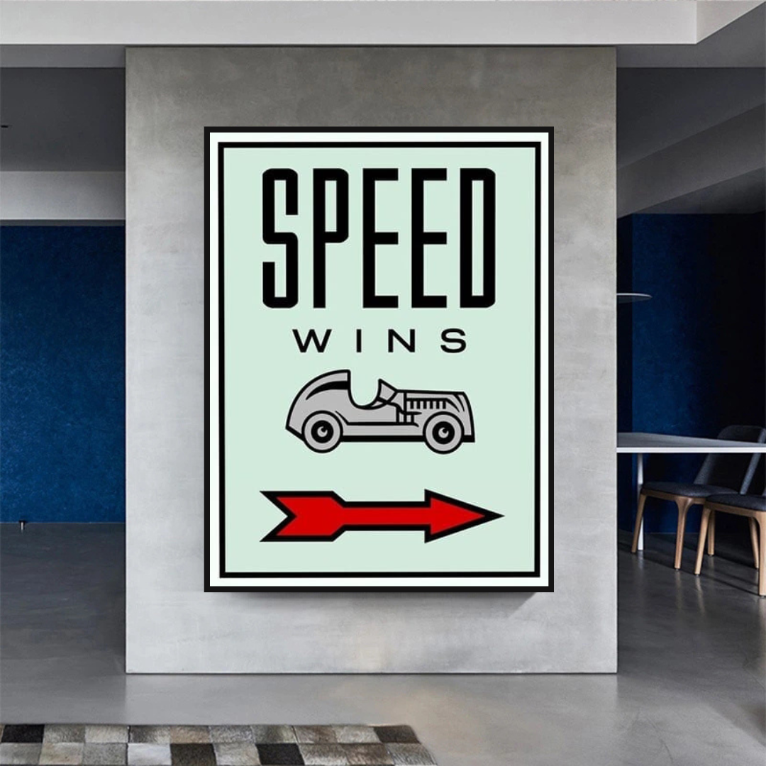 Monopoly Speed Wins Card Canvas Wall Art-ChandeliersDecor.com