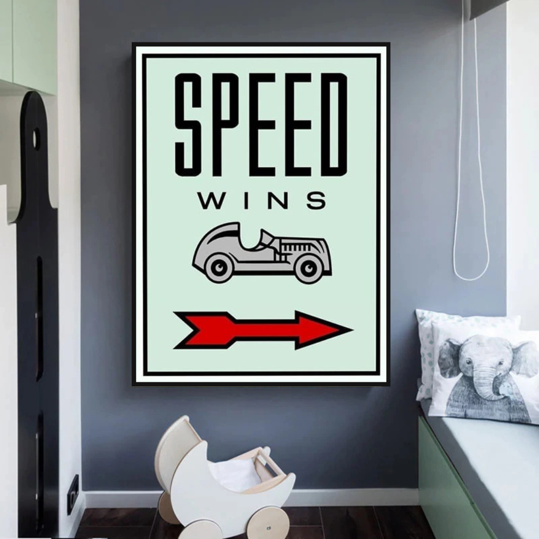 Monopoly Speed Wins Card Canvas Wall Art-ChandeliersDecor.com
