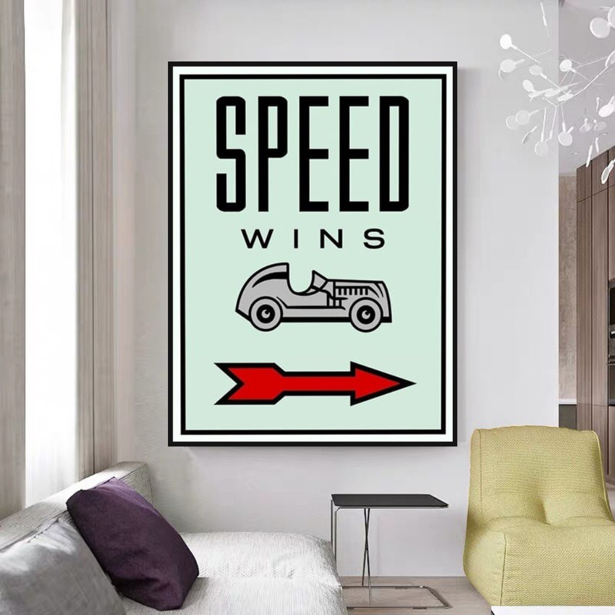 Monopoly Speed Wins Card Canvas Wall Art-ChandeliersDecor.com