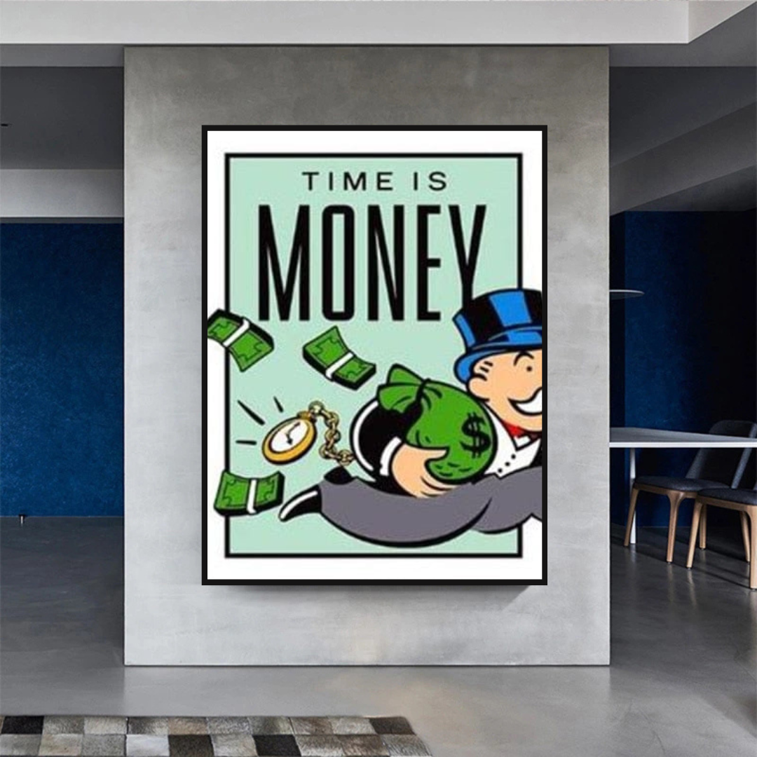 ChandeliersDecor.com-Monopoly Wall Poster-Monopoly Time Is Money Card Canvas Wall Art