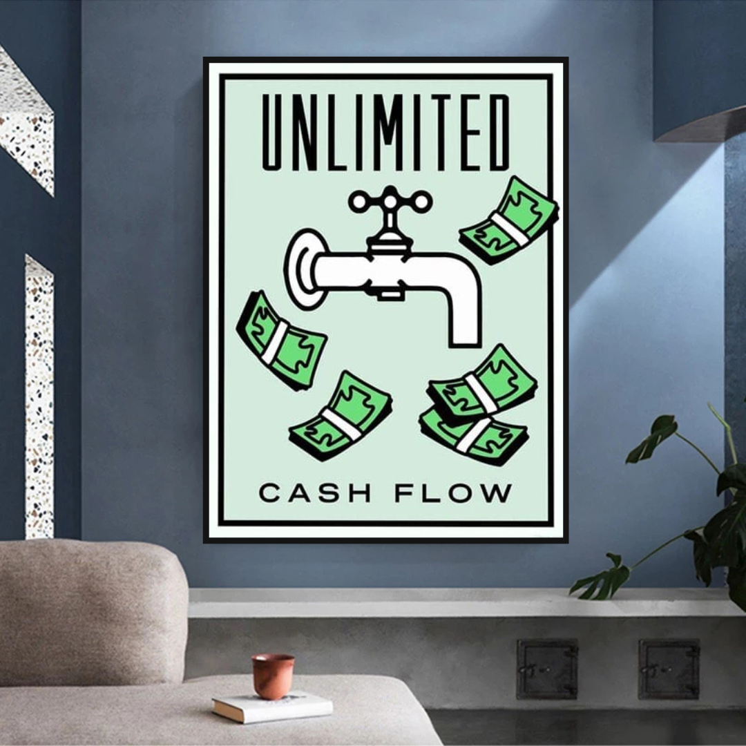 Monopoly Unlimited Cash Flow Card Canvas Wall Art-ChandeliersDecor.com