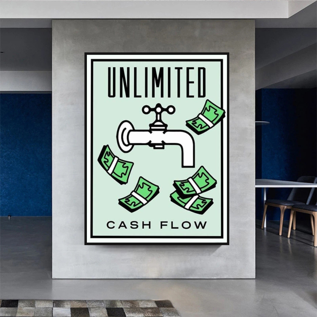 Monopoly Unlimited Cash Flow Card Canvas Wall Art-ChandeliersDecor.com