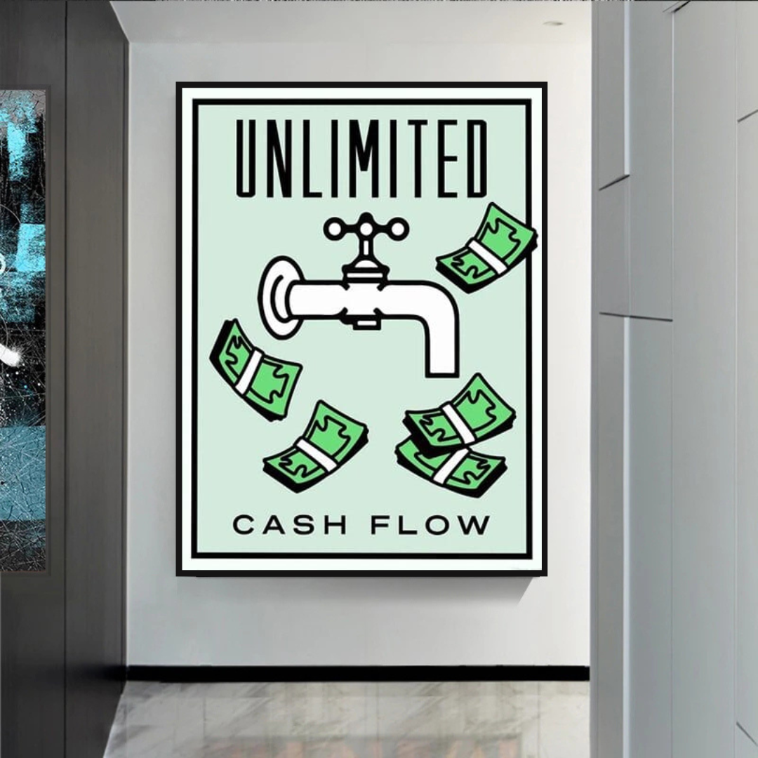 Monopoly Unlimited Cash Flow Card Canvas Wall Art-ChandeliersDecor.com