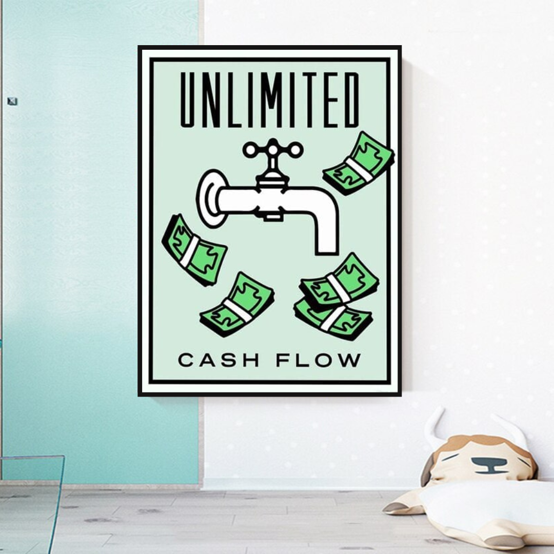 Monopoly Unlimited Cash Flow Card Canvas Wall Art-ChandeliersDecor.com