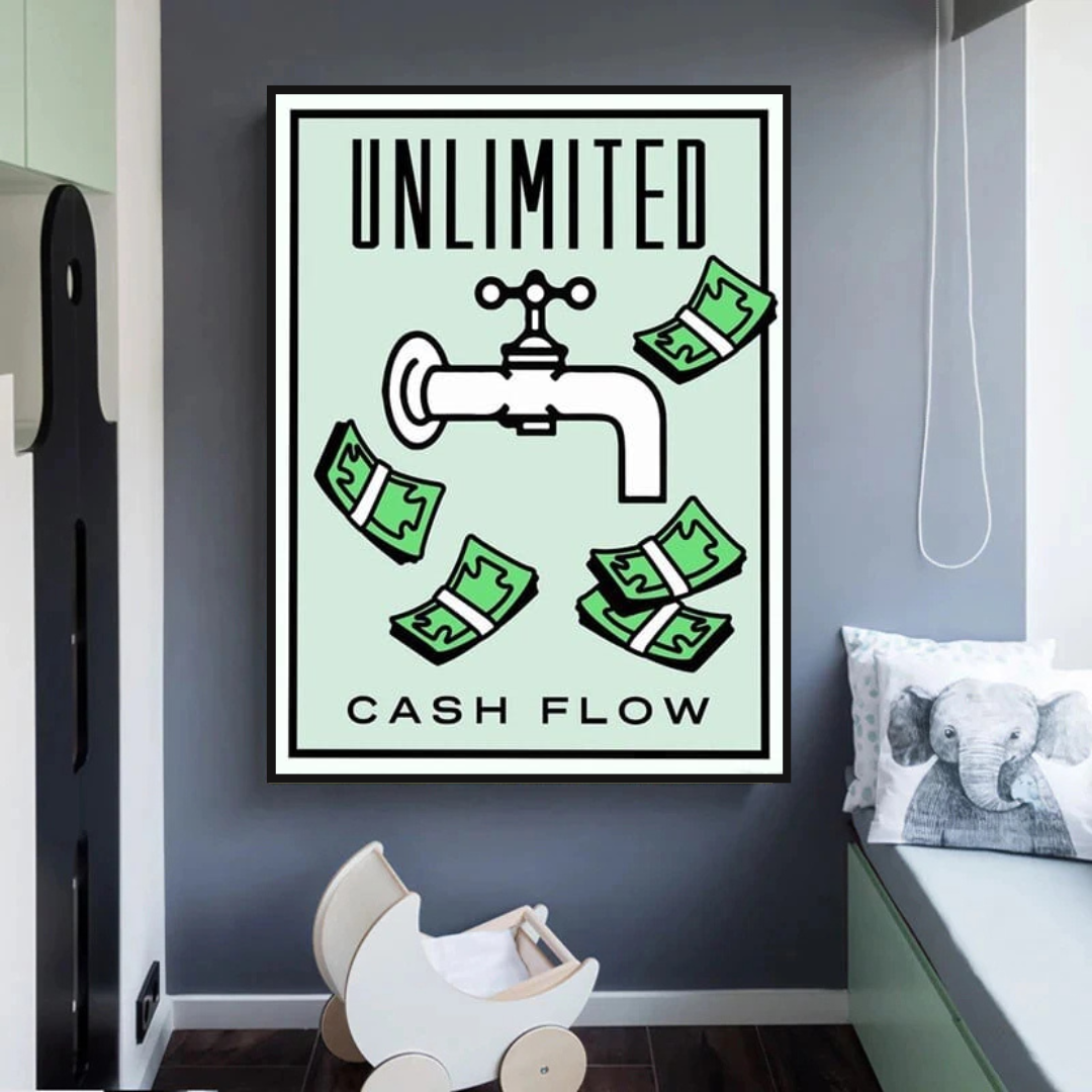 Monopoly Unlimited Cash Flow Card Canvas Wall Art-ChandeliersDecor.com