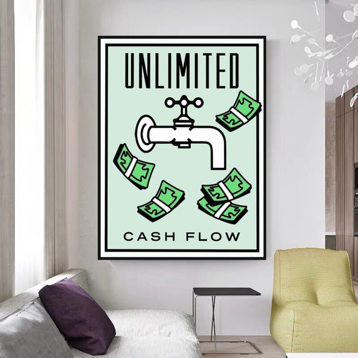 Monopoly Unlimited Cash Flow Card Canvas Wall Art-ChandeliersDecor.com