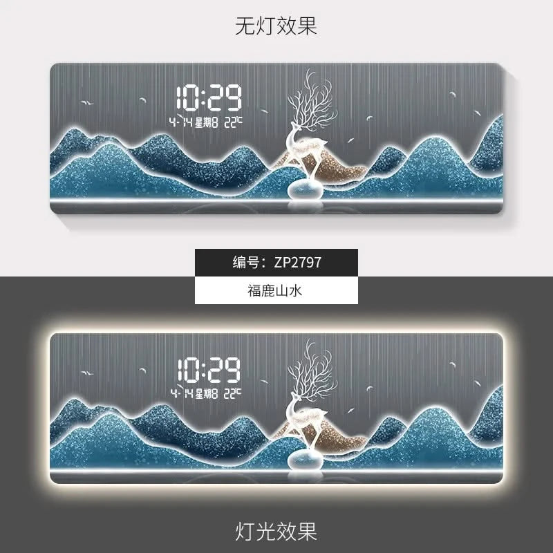 ChandeliersDecor.com-Wall Clocks-Mountains Silent Battery Digital Wall Clock