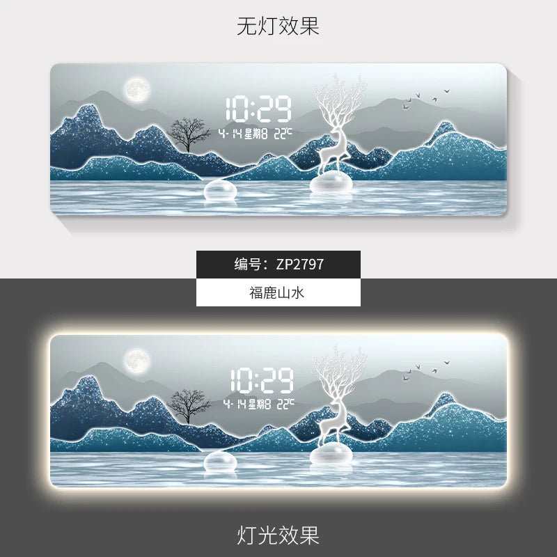 ChandeliersDecor.com-Wall Clocks-Mountains Silent Battery Digital Wall Clock