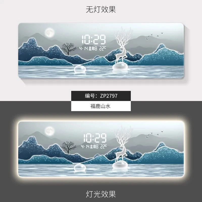 ChandeliersDecor.com-Wall Clocks-Mountains Silent Battery Digital Wall Clock
