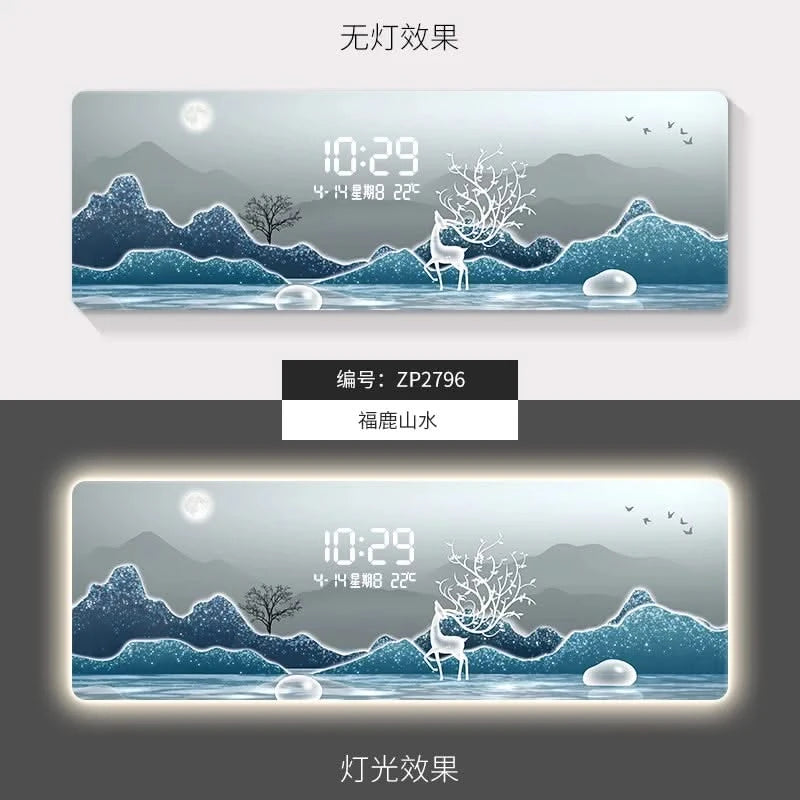 ChandeliersDecor.com-Wall Clocks-Mountains Silent Battery Digital Wall Clock