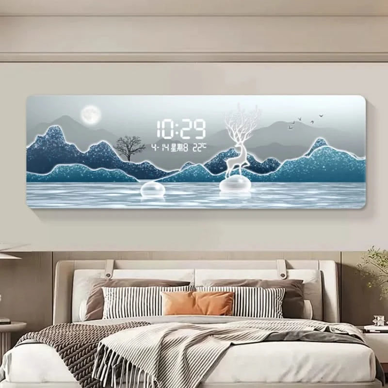 ChandeliersDecor.com-Wall Clocks-Mountains Silent Battery Digital Wall Clock