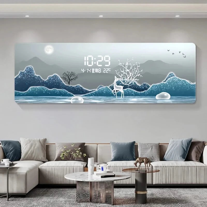 ChandeliersDecor.com-Wall Clocks-Mountains Silent Battery Digital Wall Clock