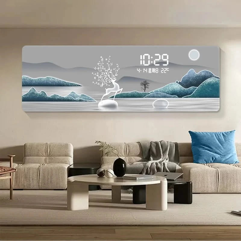 ChandeliersDecor.com-Wall Clocks-Mountains Silent Battery Digital Wall Clock