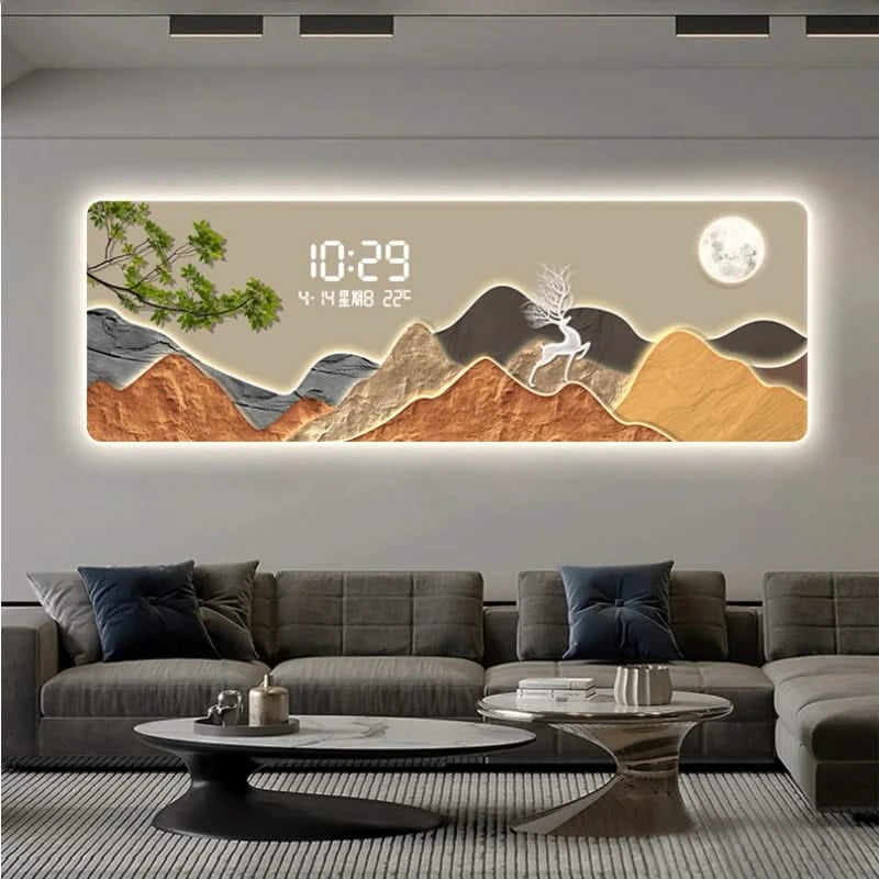ChandeliersDecor.com-Wall Clocks-Mountains Silent Battery Digital Wall Clock