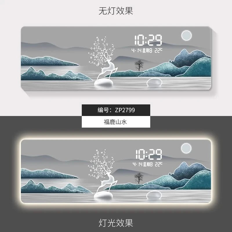 ChandeliersDecor.com-Wall Clocks-Mountains Silent Battery Digital Wall Clock
