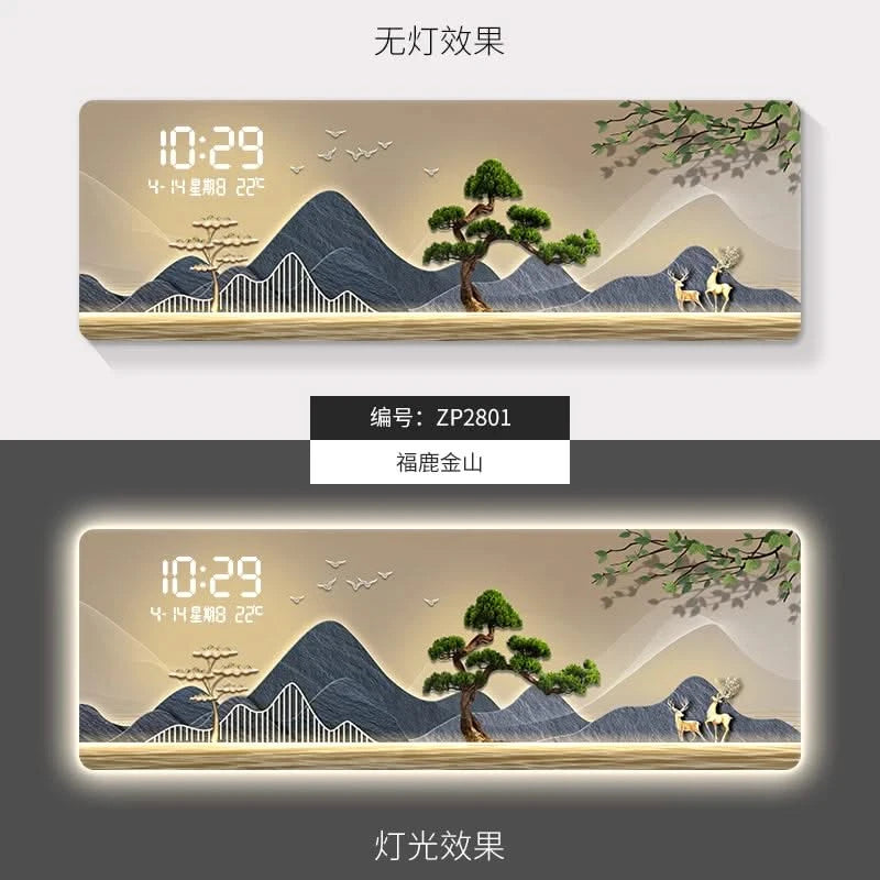 ChandeliersDecor.com-Wall Clocks-Mountains Silent Battery Digital Wall Clock