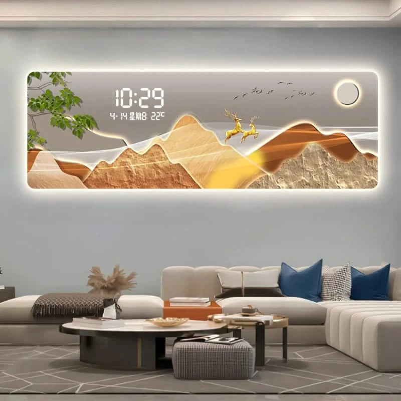 ChandeliersDecor.com-Wall Clocks-Mountains Silent Battery Digital Wall Clock