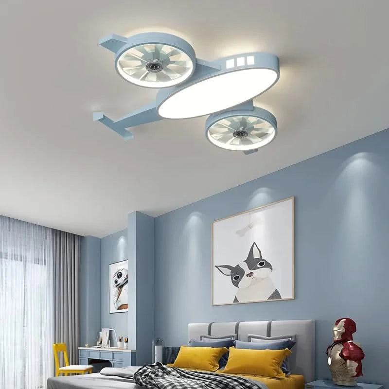 ChandeliersDecor.com-Kids Room Nursery Lighting-Mounted Aeroplane Ceiling Light & Fan