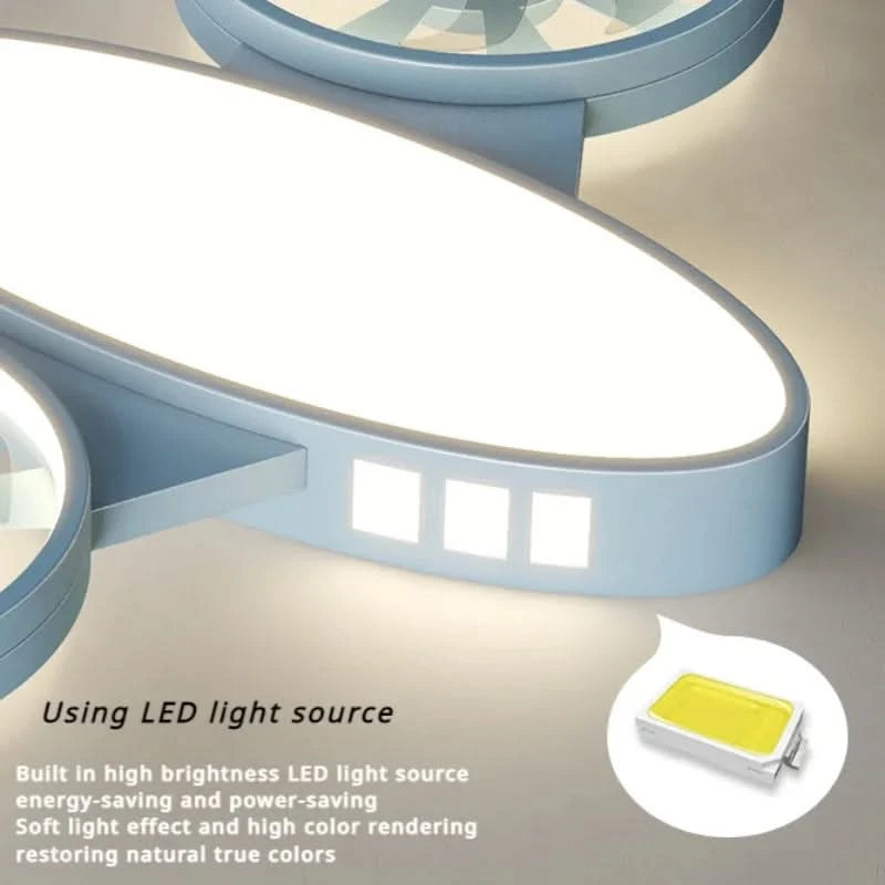 ChandeliersDecor.com-Kids Room Nursery Lighting-Mounted Aeroplane Ceiling Light & Fan