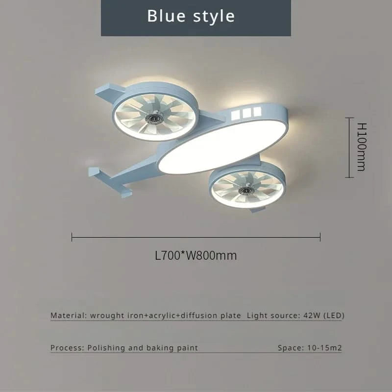 ChandeliersDecor.com-Kids Room Nursery Lighting-Mounted Aeroplane Ceiling Light & Fan