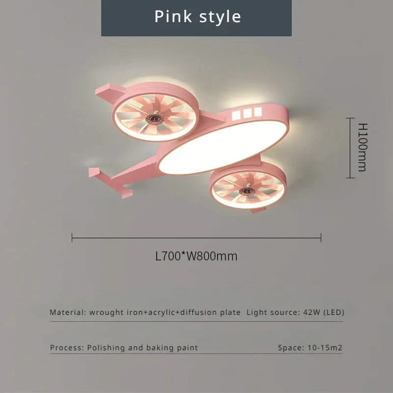 ChandeliersDecor.com-Kids Room Nursery Lighting-Mounted Aeroplane Ceiling Light & Fan