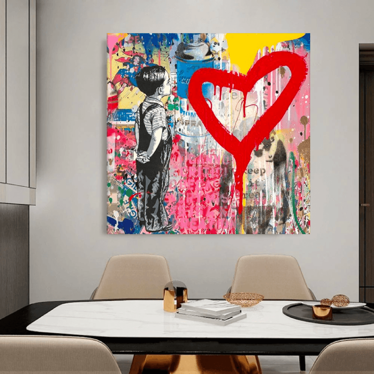 ChandeliersDecor.com-Wall Posters-Mr Brainwash Smile Artwork - Vibrant and Eye-catching