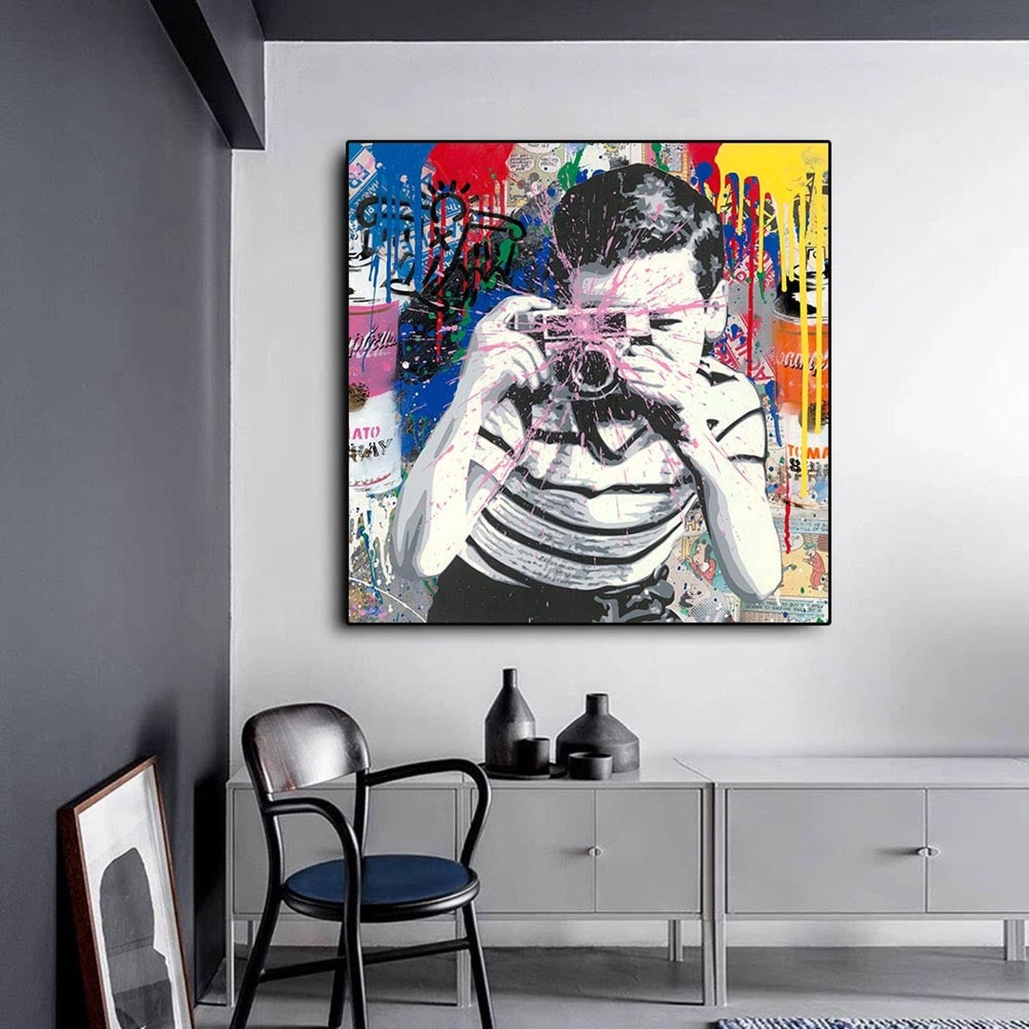 ChandeliersDecor.com-Wall Posters-Mr Brainwash Smile Canvas Wall Art - Eye-catching Design