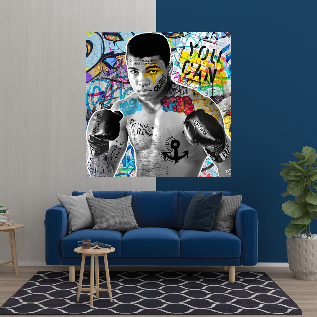 Muhammad Ali Boxer Graffiti Canvas Wall Art-ChandeliersDecor.com