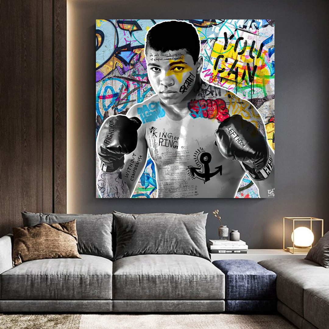 Muhammad Ali Boxer Graffiti Canvas Wall Art-ChandeliersDecor.com