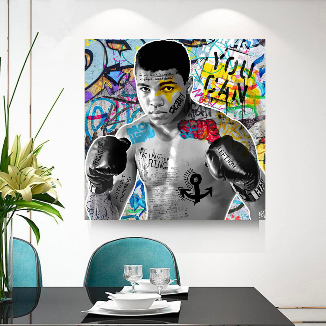 Muhammad Ali Boxer Graffiti Canvas Wall Art-ChandeliersDecor.com