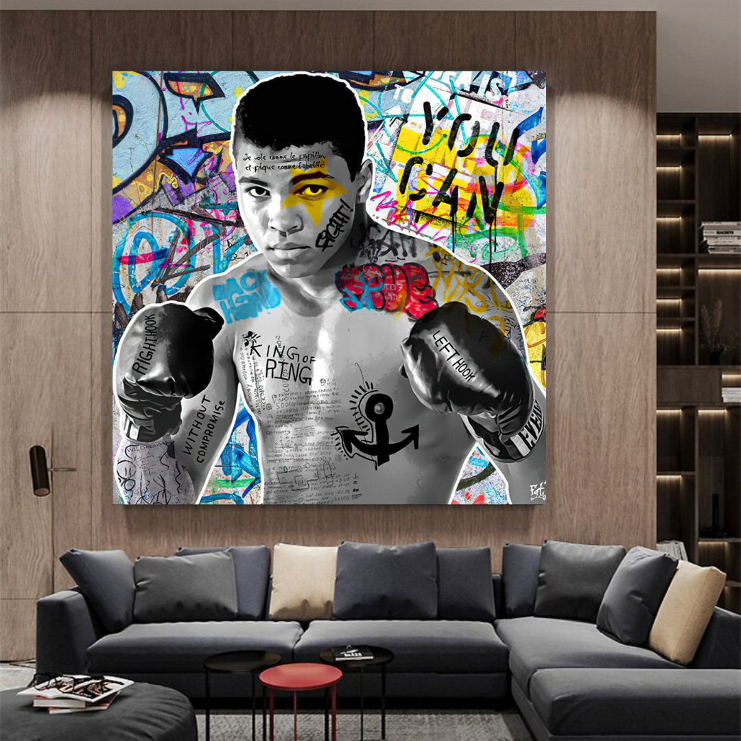 Muhammad Ali Boxer Graffiti Canvas Wall Art-ChandeliersDecor.com