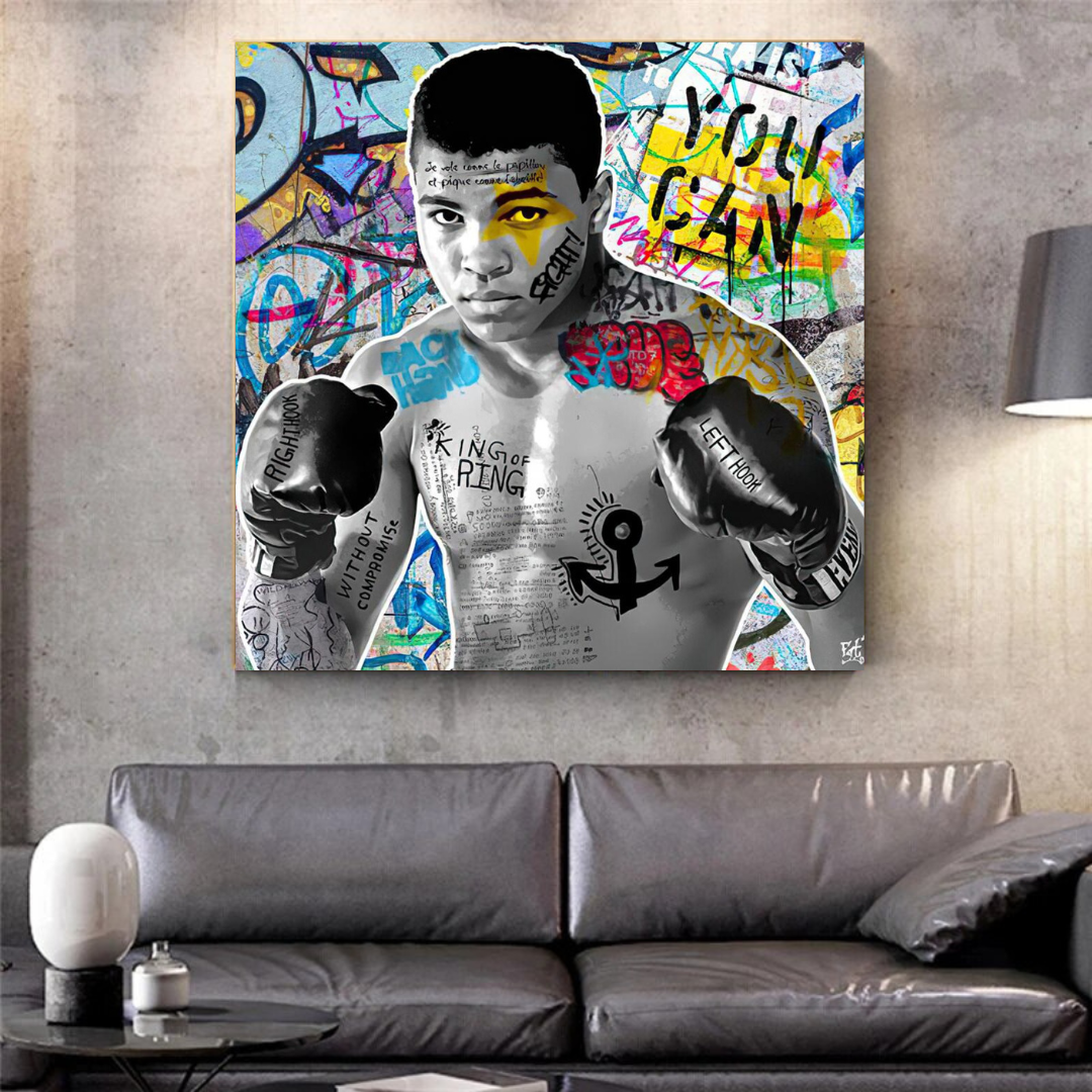 Muhammad Ali Boxer Graffiti Canvas Wall Art-ChandeliersDecor.com