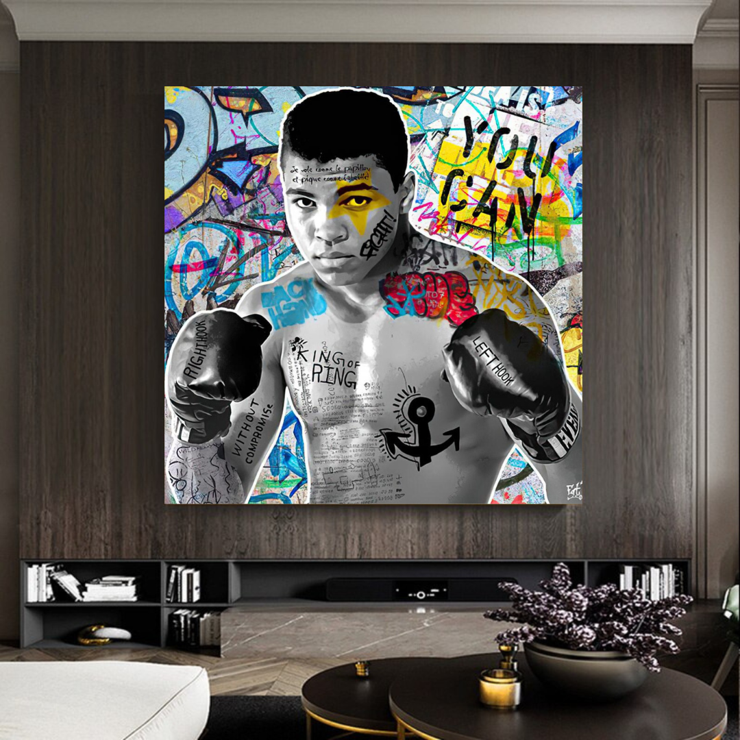 Muhammad Ali Boxer Graffiti Canvas Wall Art-ChandeliersDecor.com