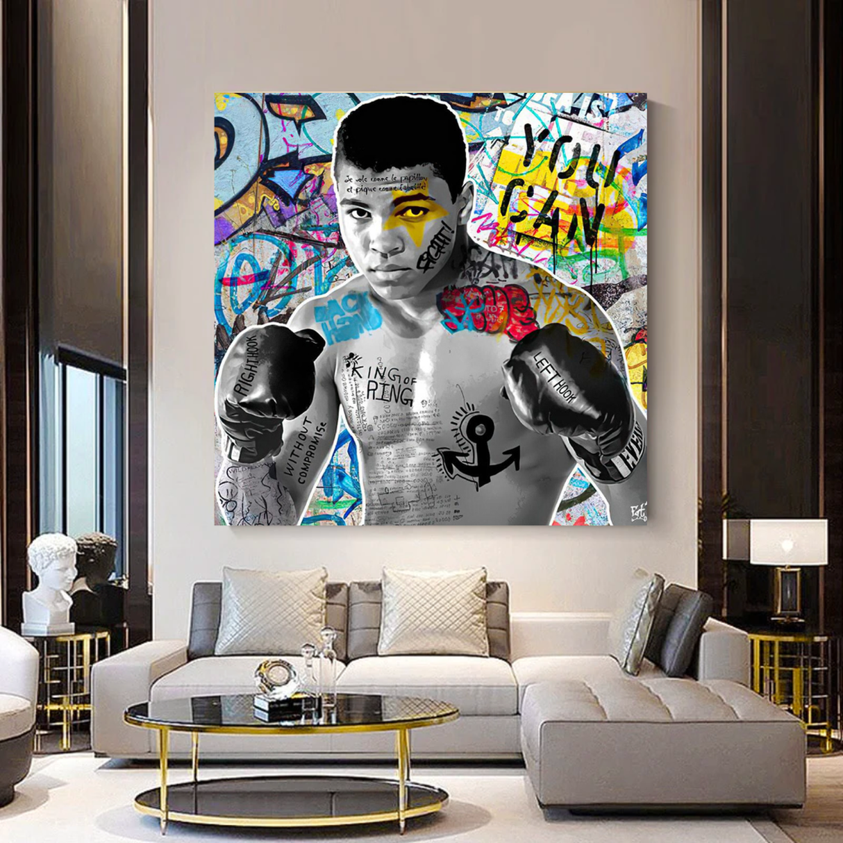 Muhammad Ali Boxer Graffiti Canvas Wall Art-ChandeliersDecor.com